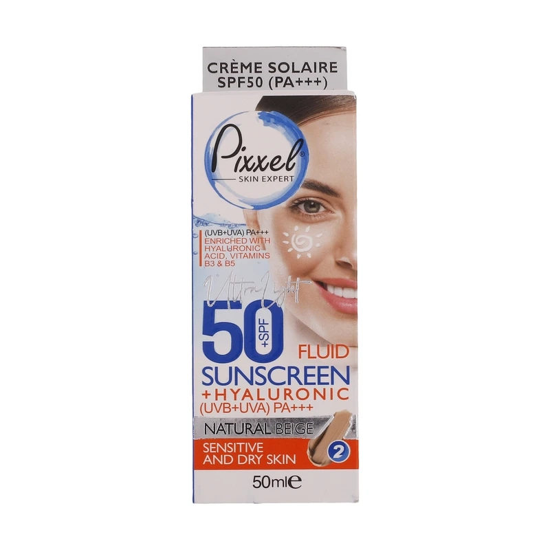 کرم ضدآفتاب فلوئیدی رنگی پیکسل مدل Natural Beige SPF50 | محافظت بالا با بافت سبک و پوشش طبیعی