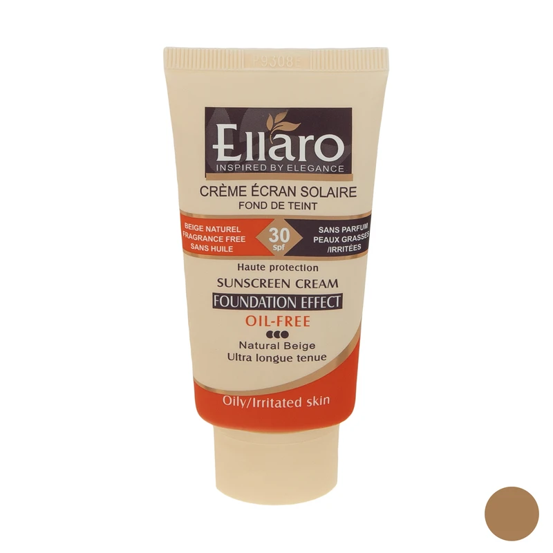 کرم ضدآفتاب رنگی الارو SPF30 سری Foundation Effect مدل Natural Beige مناسب انواع پوست حجم ۴۰ میلی‌لیتر
