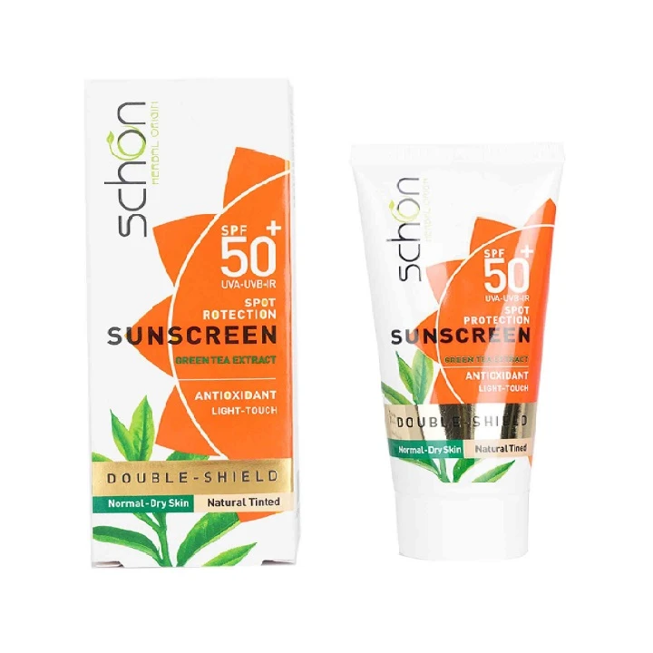 کرم ضدآفتاب رنگی شون SPF50 مدل دابل شیلد مناسب پوست‌های نرمال و خشک حجم ۵۰ میلی‌لیتر