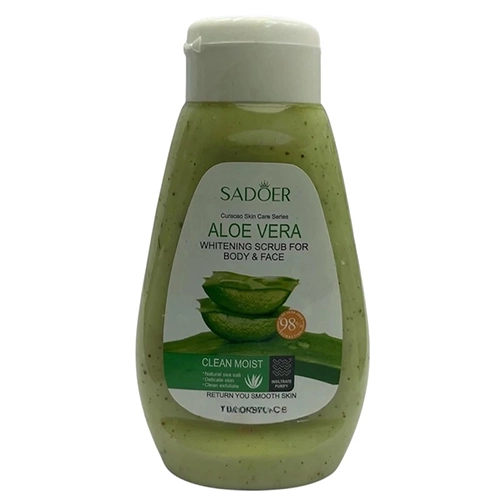 ژل اسکراب صورت و بدن سادور مدل Aloe Vera مناسب برای انواع پوست وزن ۳۰۰ گرم