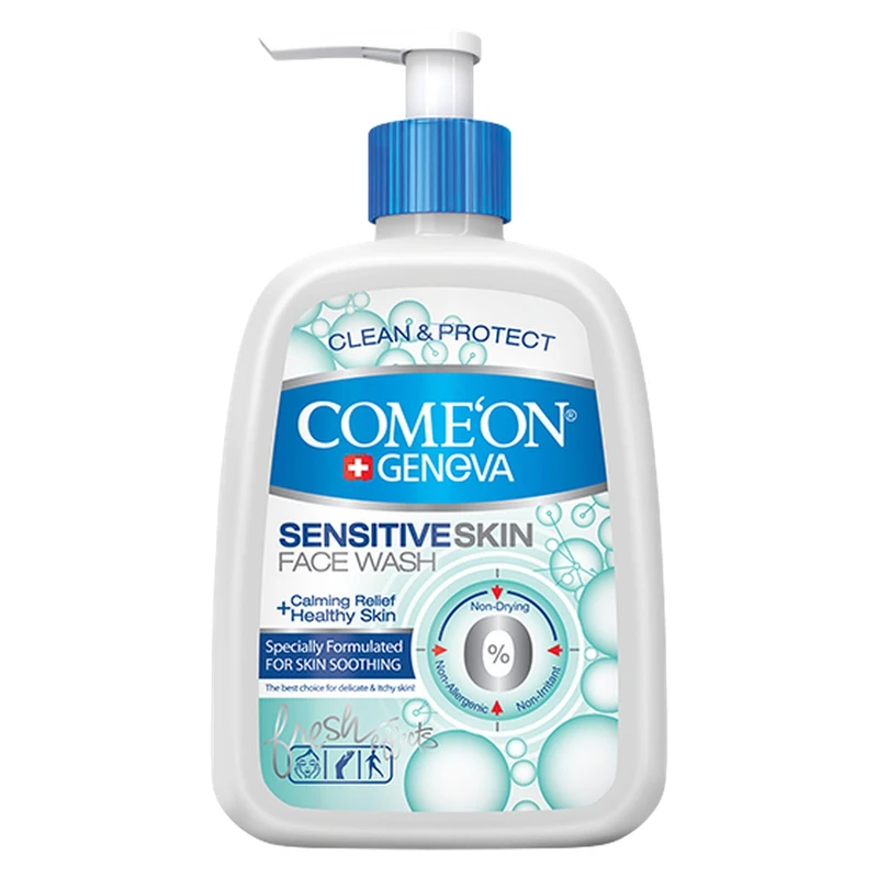 ژل شست‌وشوی صورت کامان مدل Sensitive Skin حجم ۵۰۰ میلی‌لیتر | پاکسازی ملایم و آبرسان برای پوست‌های حساس