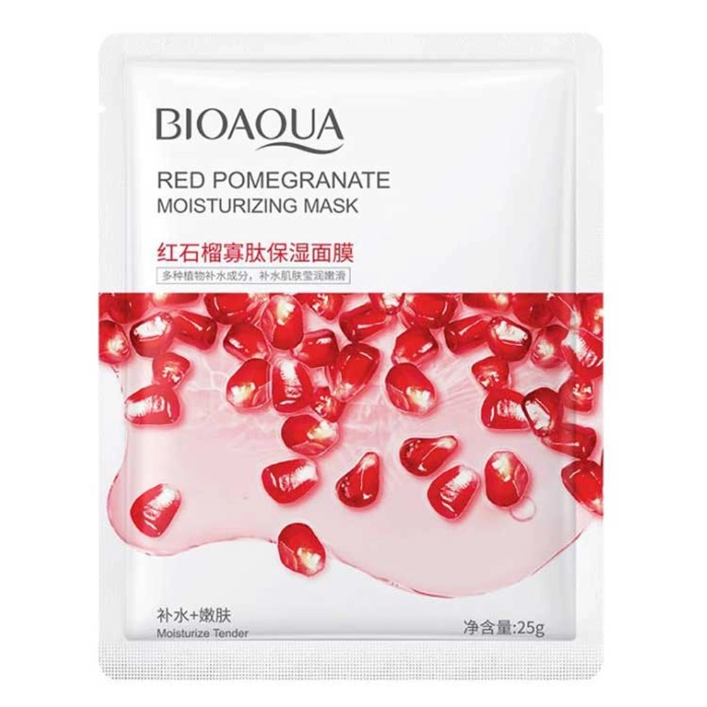 ماسک ورقه‌ای صورت بیوآکوا (Bioaqua) مدل انار قرمز (Red Pomegranate) – وزن ۲۵ گرم