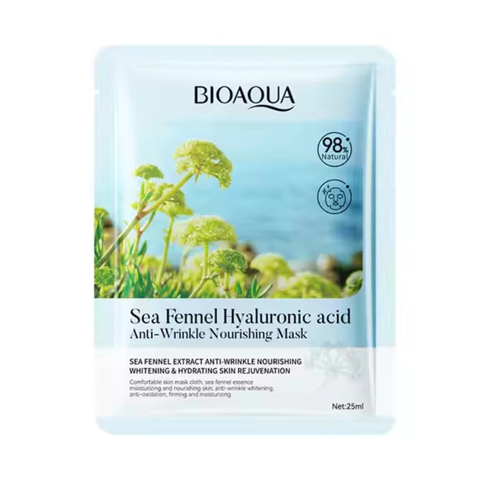 ماسک ورقه‌ای رازیانه دریایی و هیالورونیک اسید بیوآکوا (Bioaqua) – وزن ۲۵ گرم