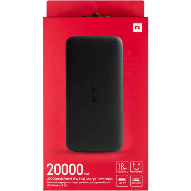 پاوربانک ۱۸ وات شیائومی مدل Redmi PB200LZM ظرفیت ۲۰۰۰۰ میلی‌آمپرساعت | دو پورت خروجی USB-A و شارژ همزمان