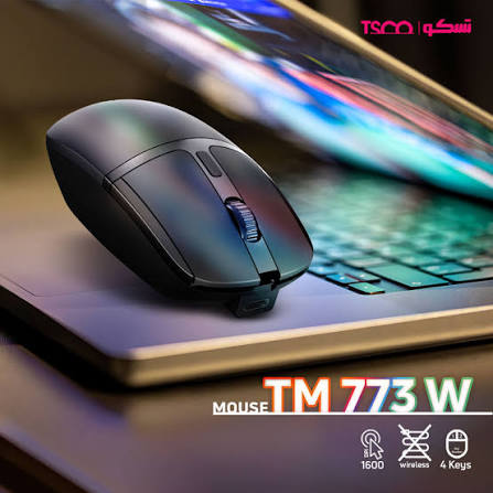 ماوس بی‌سیم تسکو مدل TM 773W | سنسور اپتیکال ۱۶۰۰ DPI، کلیدهای بی‌صدا و باتری قابل شارژ