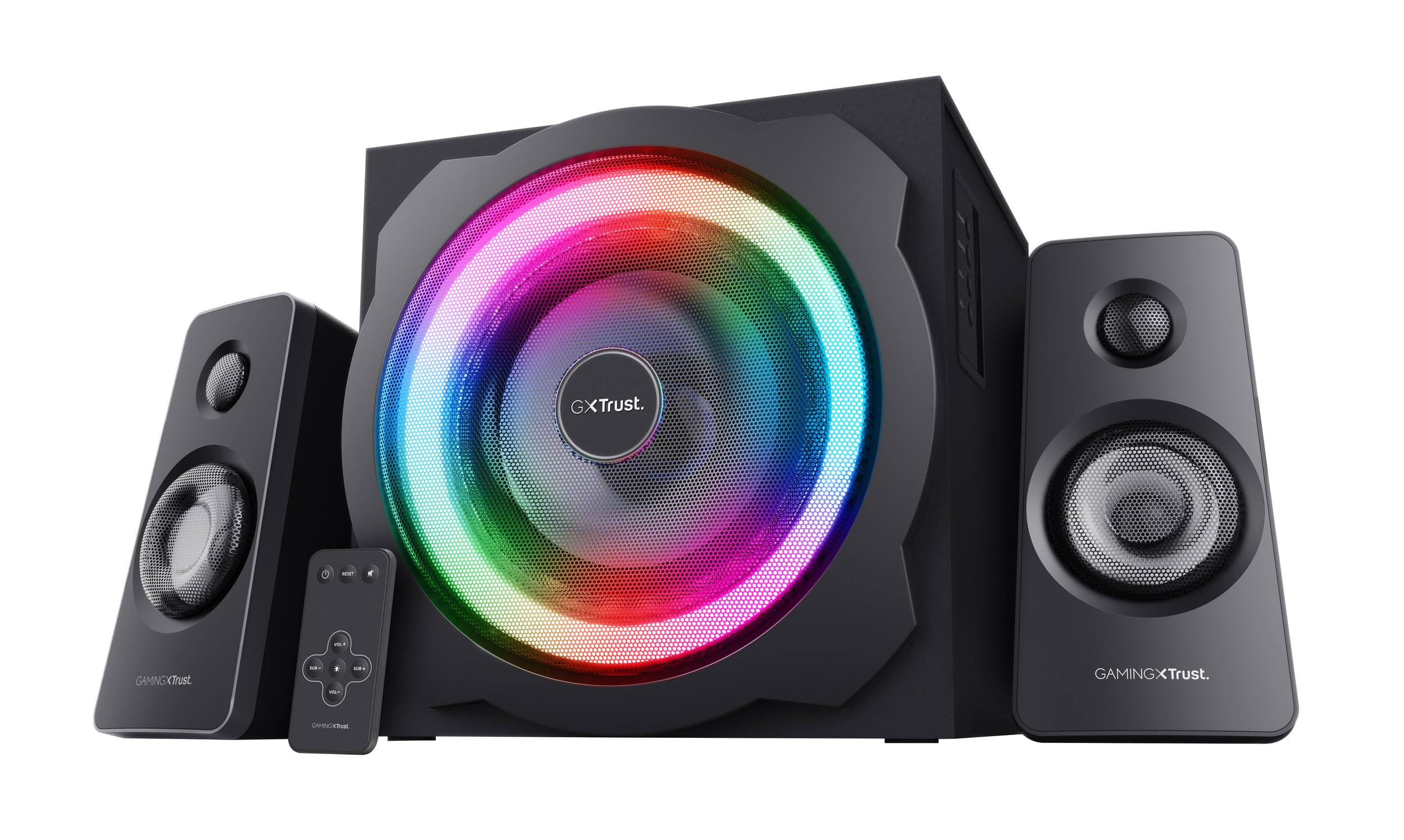 اسپیکر تراست مدل GXT 629 TYTAN | سیستم صوتی ۲.۱ با نورپردازی RGB و ریموت بی‌سیم