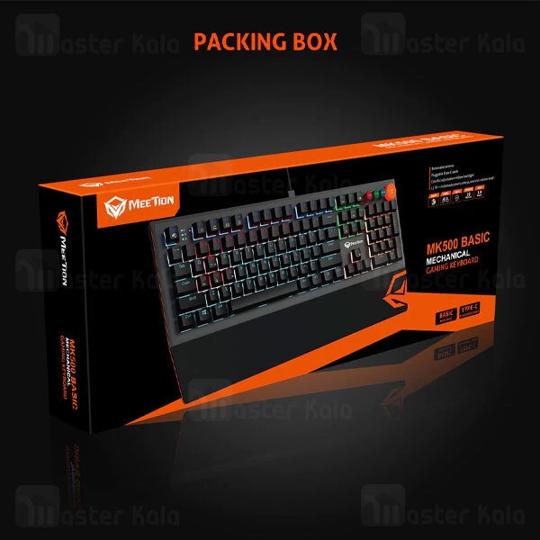 کیبورد سیمی گیمینگ میشن مدل MT-MK500 | مکانیکی با سوییچ آبی OUTEMU، بک‌لایت RGB و زیرپایی مغناطیسی جداشدنی
