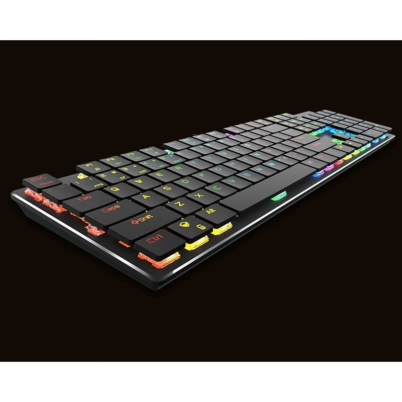 کیبورد سیمی گیمینگ میشن مدل MT-MK80 | مکانیکی با سوییچ آبی OUTEMU، بک‌لایت RGB و بدنه فلزی برس‌خورده