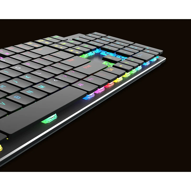 کیبورد سیمی گیمینگ میشن مدل MT-MK80 | مکانیکی با سوییچ آبی OUTEMU، بک‌لایت RGB و بدنه فلزی برس‌خورده